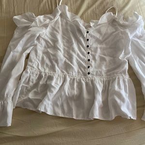 women’s white top w cute ruffle details